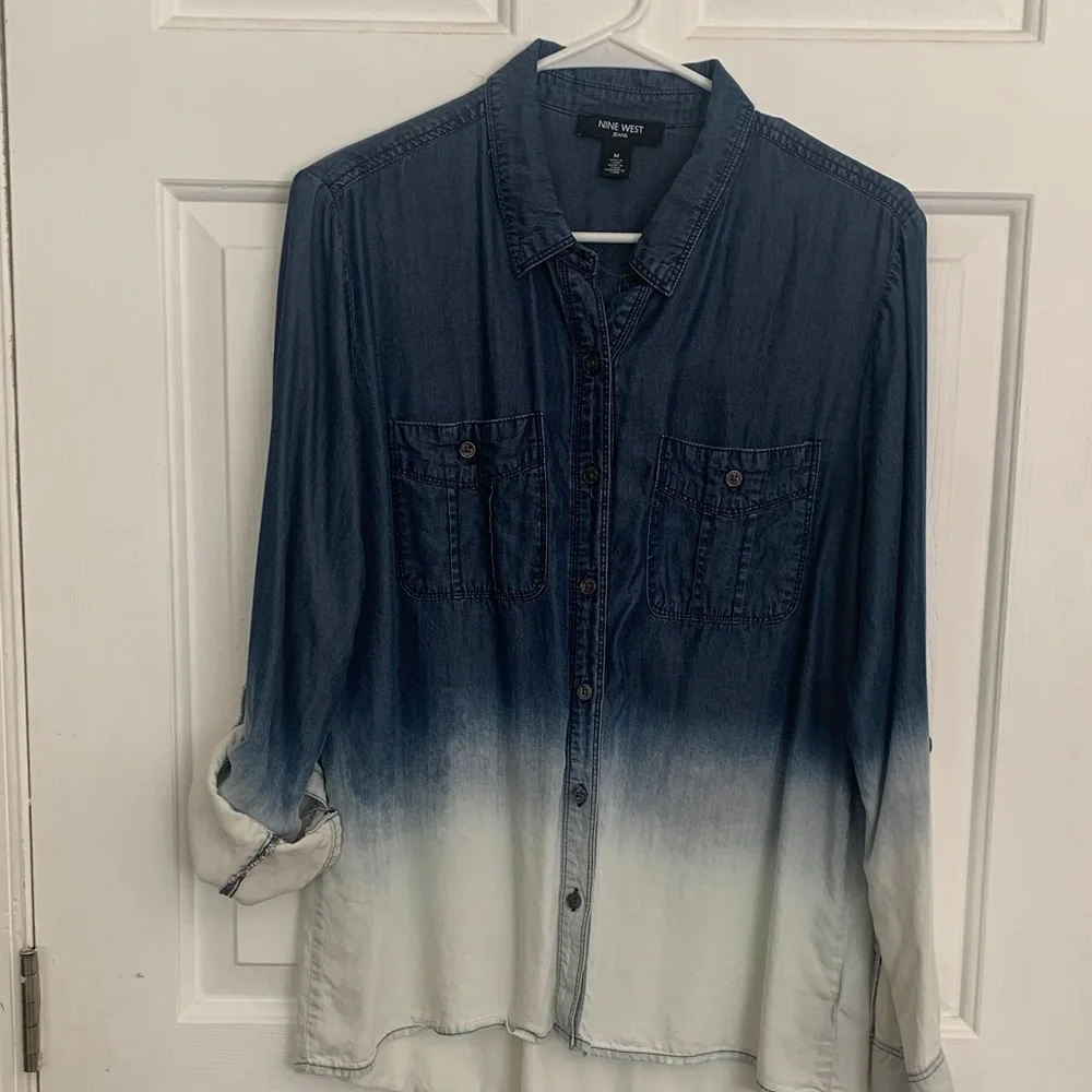 Nine West Blue Denim Top - Picture 1 of 3